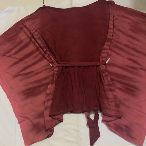 5th Degree Red Tie Dye Asymmetric Kaftan Blouse . - Picture 2 of 8